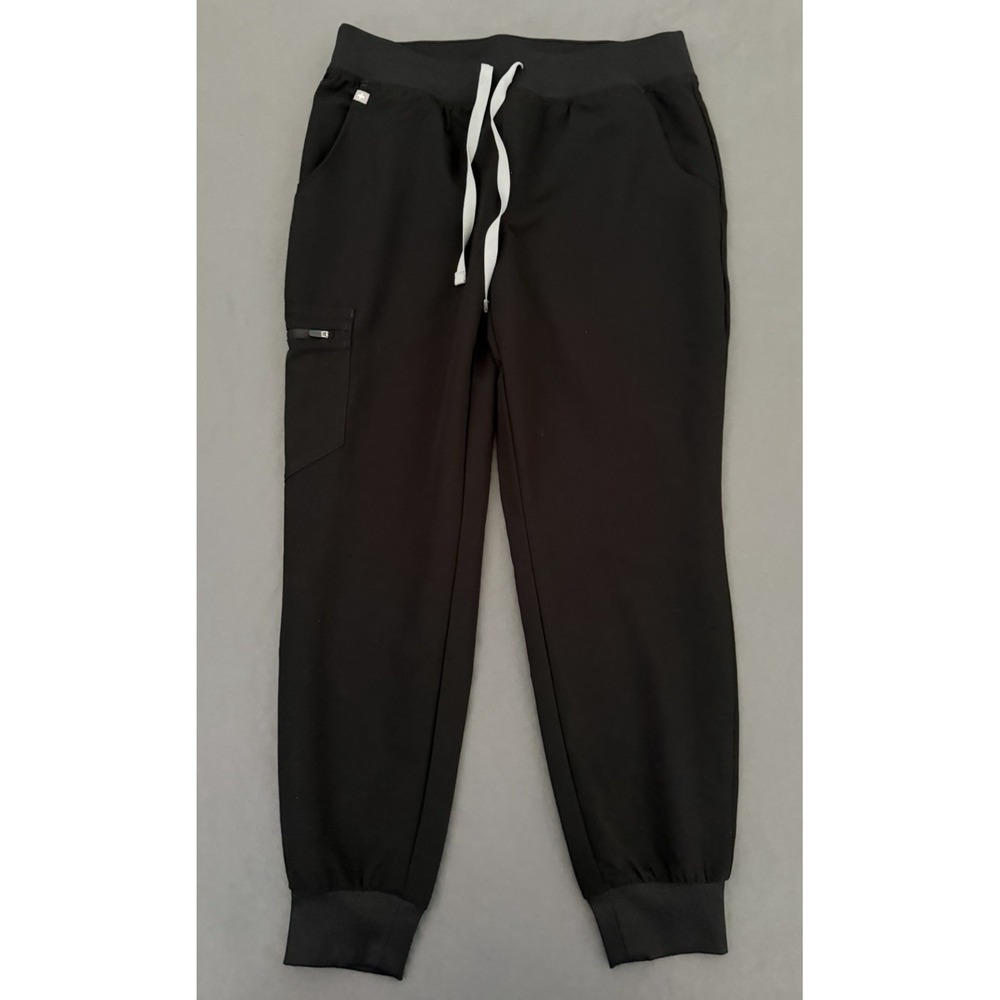 FIGS Zamora Jogger Scrub Pants Womens Medium Black Tapered High Rise Drawstring